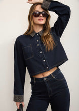 Load image into Gallery viewer, Denim Leopard Cuff Jacket
