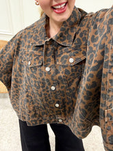 Load image into Gallery viewer, Denim Leopard Poncho

